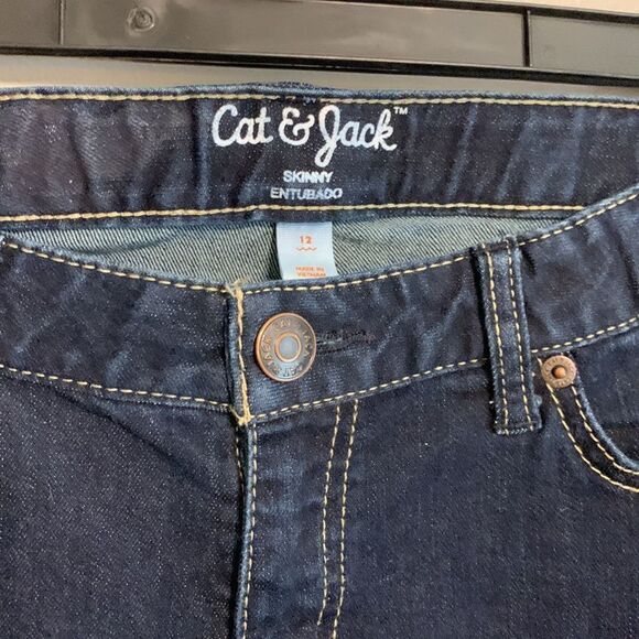 Cat & Jack | Girls Skinny Dark Wash Denim Blue Jeans - Picture 3 of 9